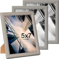 KTKDE 5x7 Picture Frame Set of 3,Grey Wooden frames, Vertical & Horizontal Wall Hanging for Wall or Tapletop Display,Studio Gallery Photo Frame for Photos, Posters & Art Prints