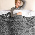 Homemate Heated Blanket Electric Throw - 50"x60" Heating Blanket Throw 1/2/4/6/8 Hours Auto-Off 10 Heat Levels Over-Heat Protection Luxury 800 GSM Faux Fur 200 GSM Sherpa ETL Certification