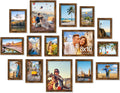 decorUhome Assorted Picture Frames Collage Wall Decor for Photo Gallery Display Set of 15 Including Three 8x10 / Six 5x7 / Six 4x6 for Family Wall Decor, Distressed Brown, 15 Pack