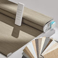 Persilux Smart Motorized Blinds with Remote, No Drill Automatic Roller Shades for Indoor Windows, Light Filtering Linen Fabric, Electric Blinds for Windows, Weave Caribou C162-5, Custom Size