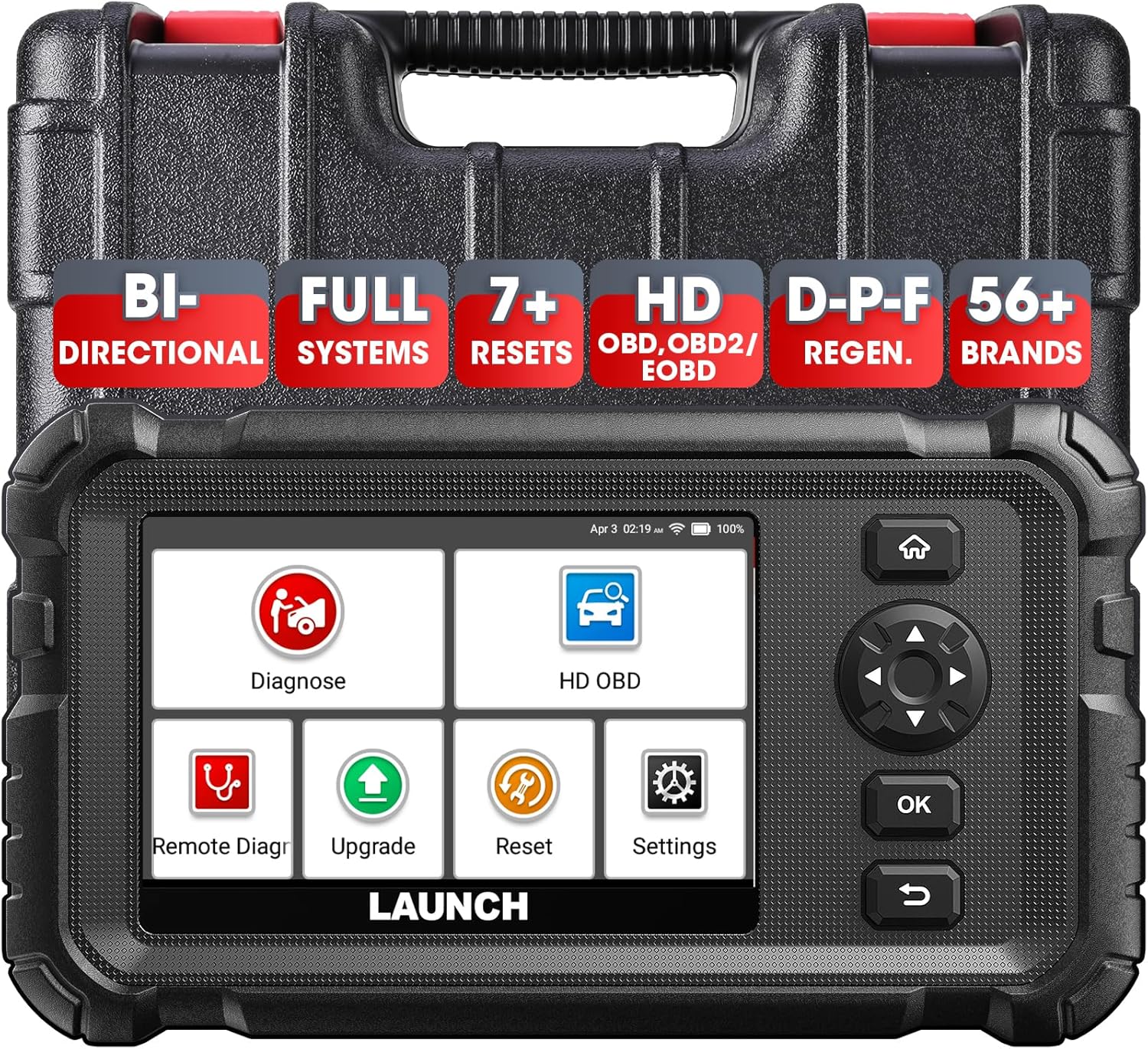 Launch CRP129 HD Heavy Duty Truck Scanner, Full System Diesel Diagnostic Tool with Speed Limit Adjust, D.P.F Regen, 7+ Resets Code Reader for Cummins, Detroit, Isuzu, Volvo&More