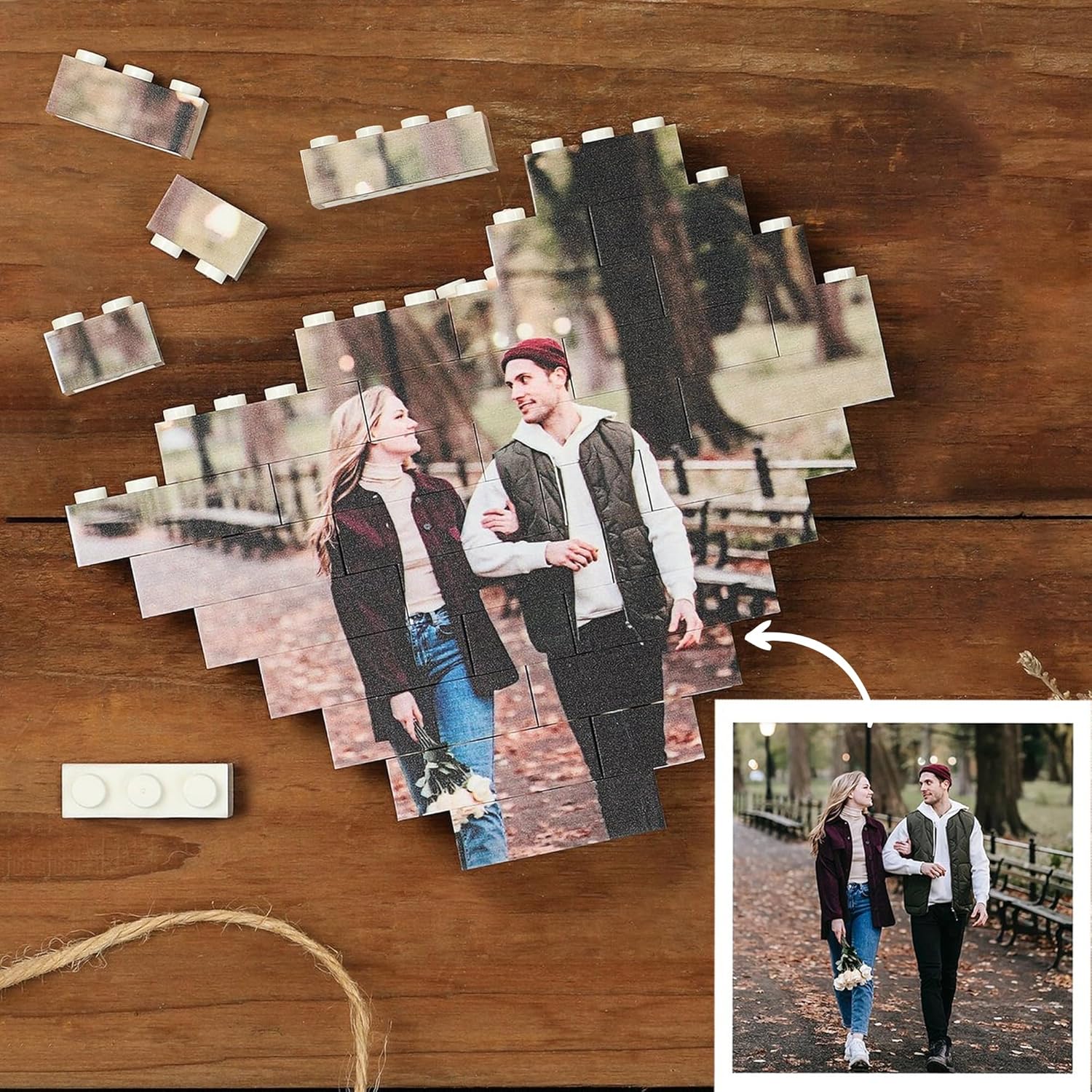 NAZENTI Personalized Building Brick Photo Block, Custom Couple Photo Puzzle, Customized Picture Block Gift for Boyfriend, Girlfriend, Husband, Wife, Family, Unique Couples Gifts for Valentine’s Day