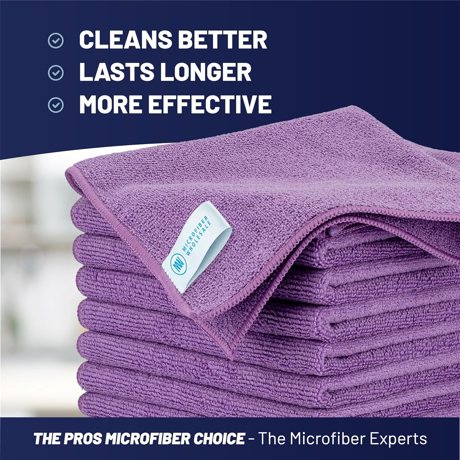 MW Pro Microfiber Cleaning Cloth | Purple | 12 Pack | 16” x 16” | All Purpose Microfiber Towels - Clean, Dust, Polish, Scrub, Absorbent