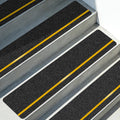 10 Pack Anti Slip Traction Treads with Reflective Stripe, 6” x 30” Grit Non Slip Waterproof Tape Pre-Cut Tape with Roller, High Traction Friction Abrasive Adhesive for Stairs Step, Black & Yellow