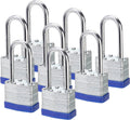 Lock, 1-9/16" (40mm) Laminated Keyed Padlocks，keyed Alike Locks, 2 inch Long Shackle Locks-Pack of 8