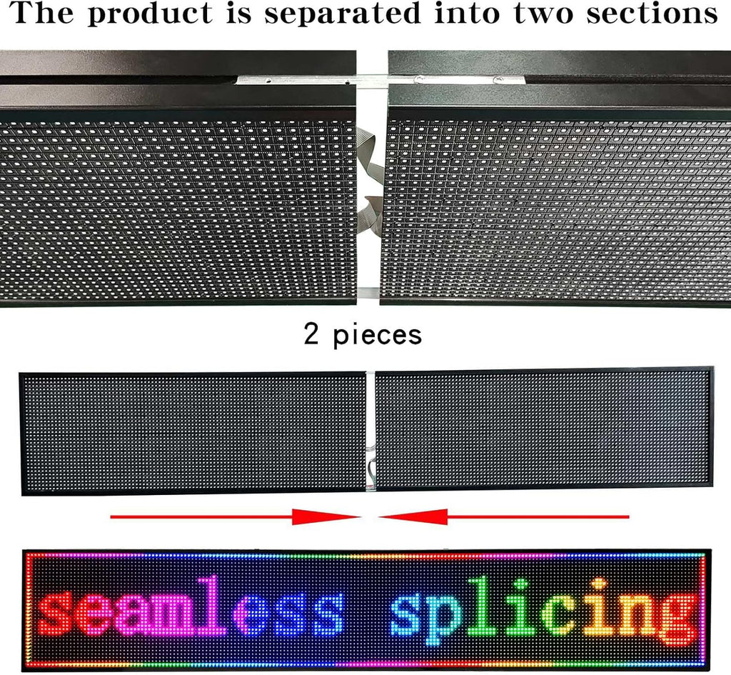 Programmable Led Sign Screen Outdoor Digital Pantalla Para Publicidad Custom Word Scrolling Usb Wifi Enabled Control Display Message Board Lights for Mobile Phone and Windows (77"x14")
