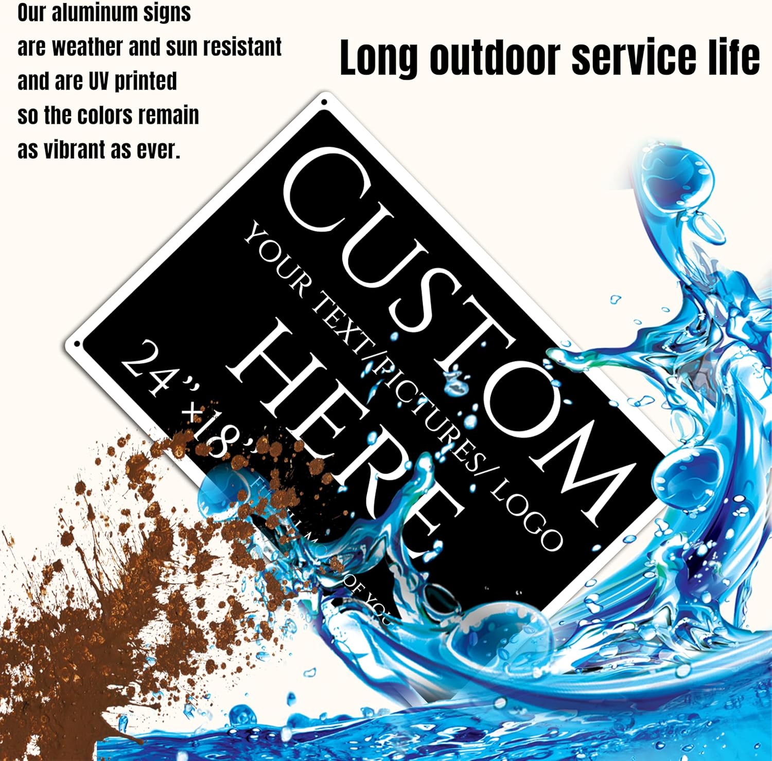 Custom Sign, personalized metal sign，Aluminum Weatherproof Metal Sign Multiple Sizes, Reflective，Customize for Office, Business, Workplace, office, Home, Delivery Signs(24 * 18 Inch)