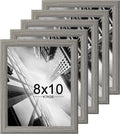 KTKDE 8x10 Picture Frame Set of 5, Wooden frames Grey, Vertical & Horizontal Wall Hanging for Wall or Tapletop Display,Studio Gallery Photo Frame for Photos, Posters & Art Prints