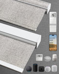 Kincmo Motorized Blinds with Remote,100% Blackout Motorized Roller Shades Work with Apple Homekit,Alexa,Google, Custom Electric Blinds with App,Voice Control (Mist Ash Grey)