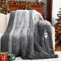 Heated Electric Blanket Throw–Faux Fur with Soft Thick Sherpa,Warm Winter Birthday Gifts for Women Grandma，10 Heat Settings,5 Time Settings with Fast Heating, 50x60, Foggy Dusk