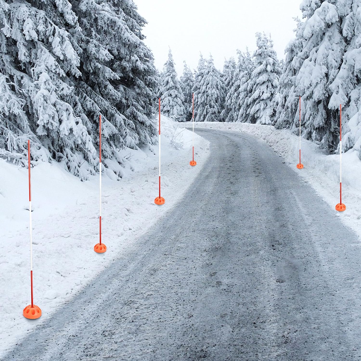 15 Pcs Driveway Marker Mount Stakes, Orange Reflective Mount Stake, Snow Ground Spike Stake for Driveways Pathways Walkways Parking Lot Ski Run Residential Property