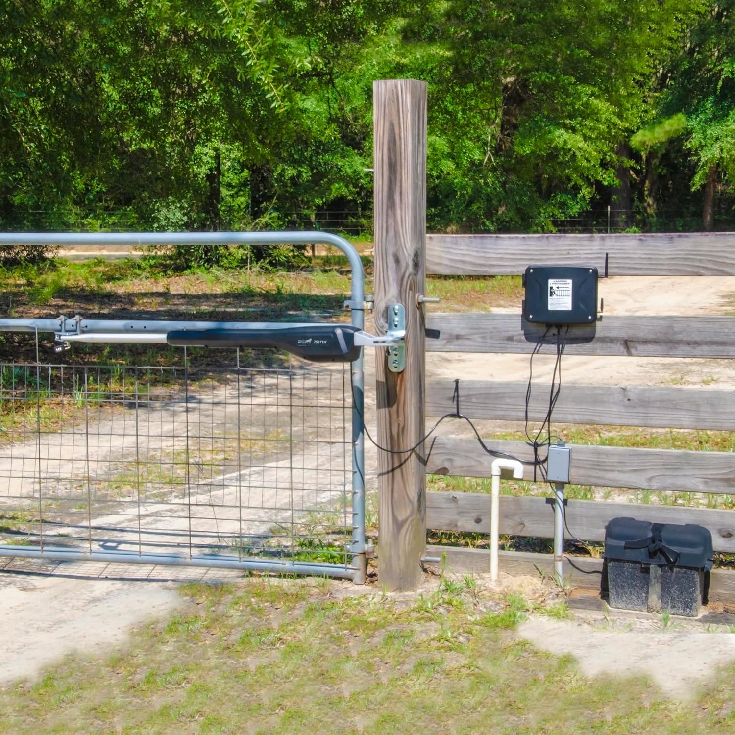 Mighty Mule Gate Opener, Solar and Smart Ready, Heavy Duty Automatic Gate Opener, Gates up to 18ft or 850lb, Single Gate Opener, MM571W