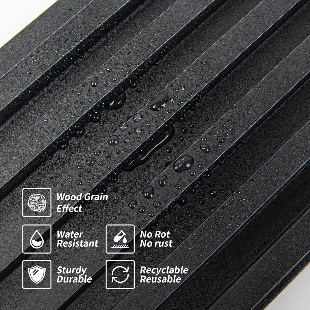 Art3dwallpanels Wood Slat Wall Paneling, 104'' x 6.7'' WPC Soundproof 3D Wall Panels for Interior Wall Decor, 8 Pack Fluted Textured Panel Wall Slats,Black