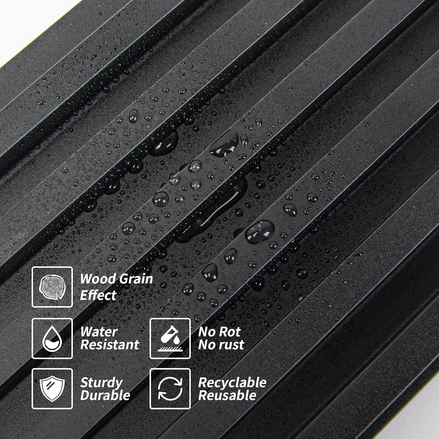 Art3dwallpanels Wood Slat Wall Paneling, 104'' x 6.7'' WPC Soundproof 3D Wall Panels for Interior Wall Decor, 8 Pack Fluted Textured Panel Wall Slats,Black