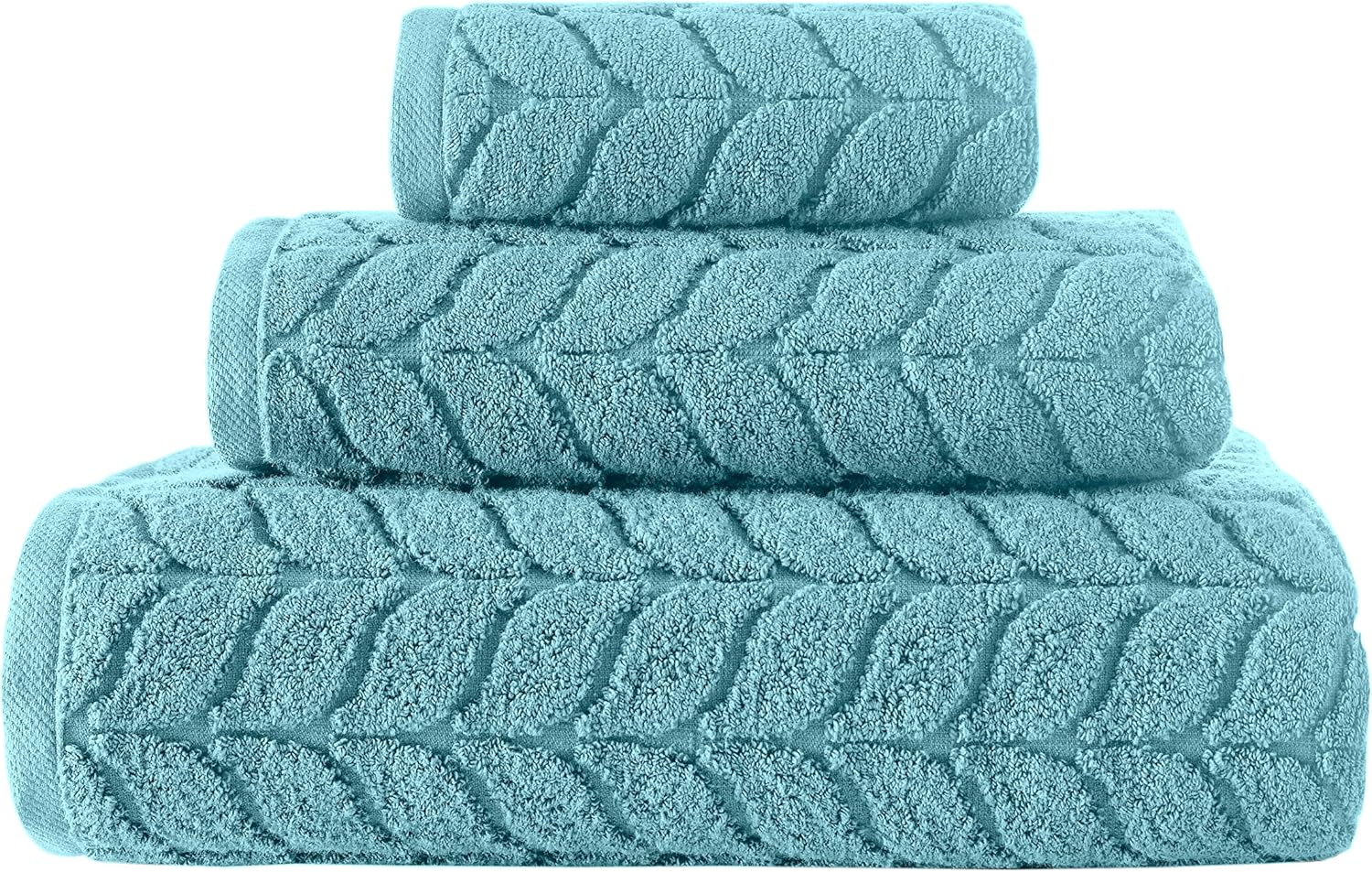 BAGNO MILANO Turkish Bath Towels, Soft Plush Jacquard Luxury Bath Towels, Quick Dry Towel Set (Aqua Green, 6 pcs Towel Set)