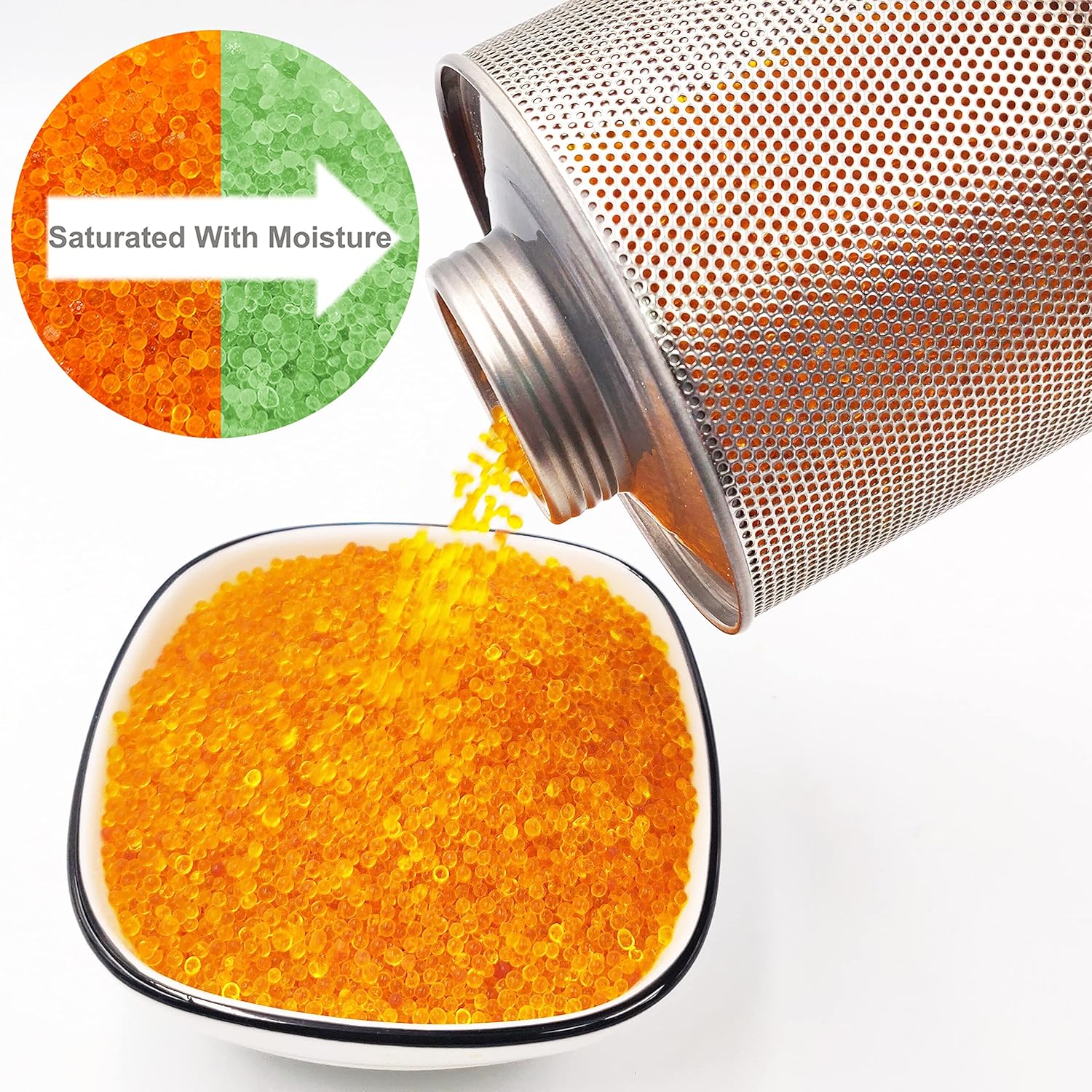 750 Grams Gun Safe Dehumidifier, 2 Pack Reusable Canister Desiccant Dehumidifier, Rechargeable 1.65 Lbs Indicating Silica Gel Orange to Green
