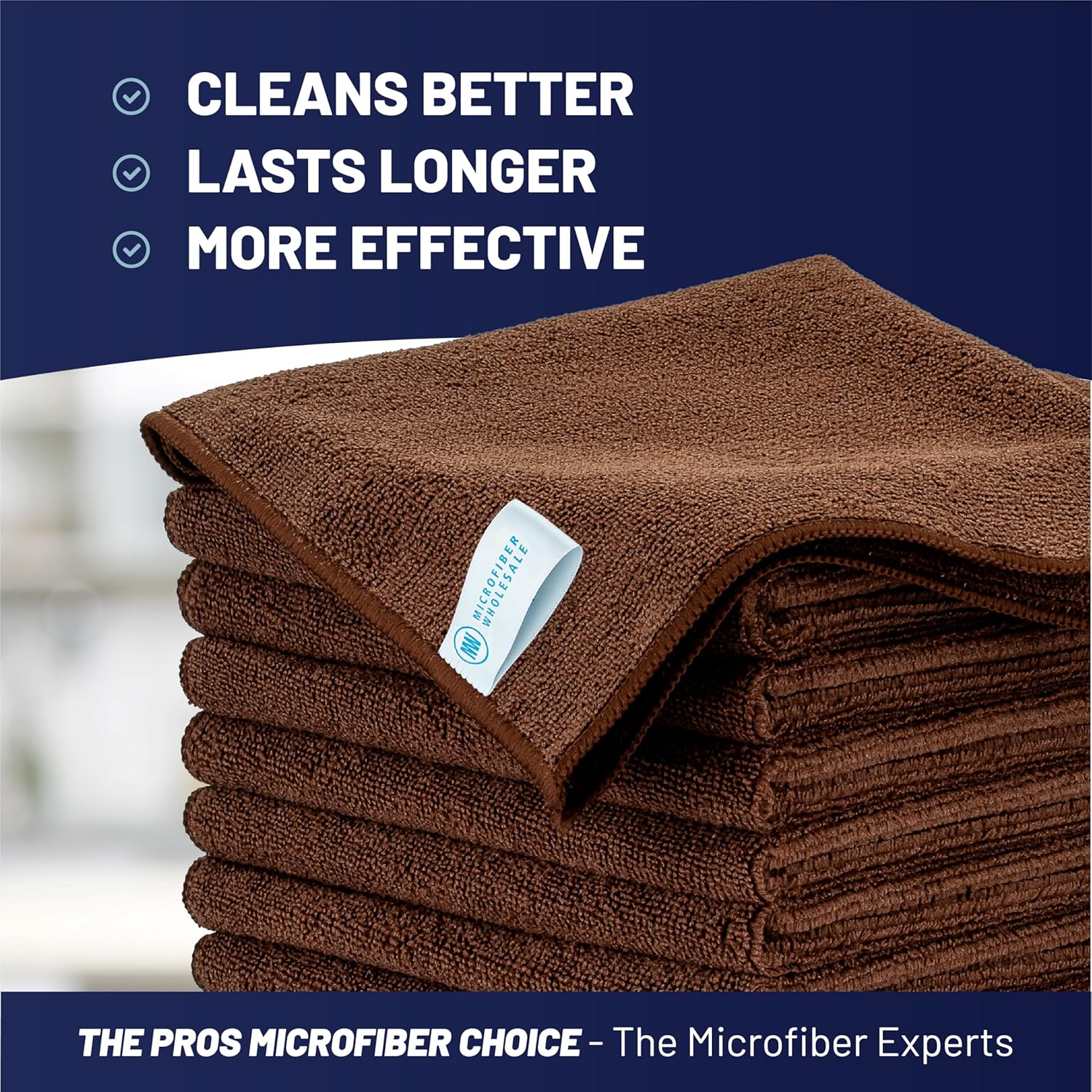 MW Pro Microfiber Cleaning Cloth | Brown | 12 Pack | 16” x 16” | Coffee, Barista, Espresso Towels - Clean, Dust, Polish, Scrub, Absorbent