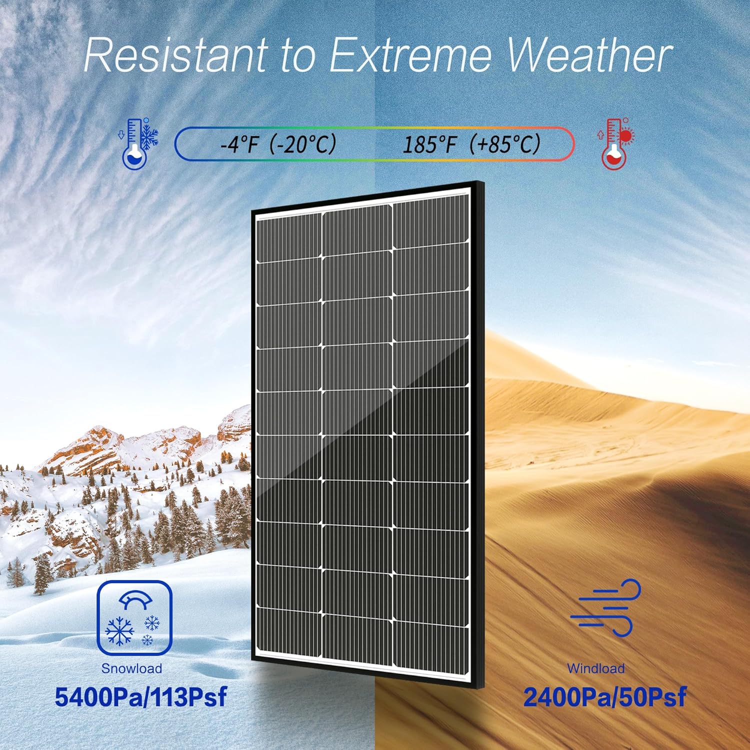 JJN 100 Watt Solar Panel, N-Type 16BB High Efficiency 12 Volt Solar Panels, 25% High Coversion Rate Solar Module PV Charge for Boat Rooftop Caravan and Other Off-Grid System