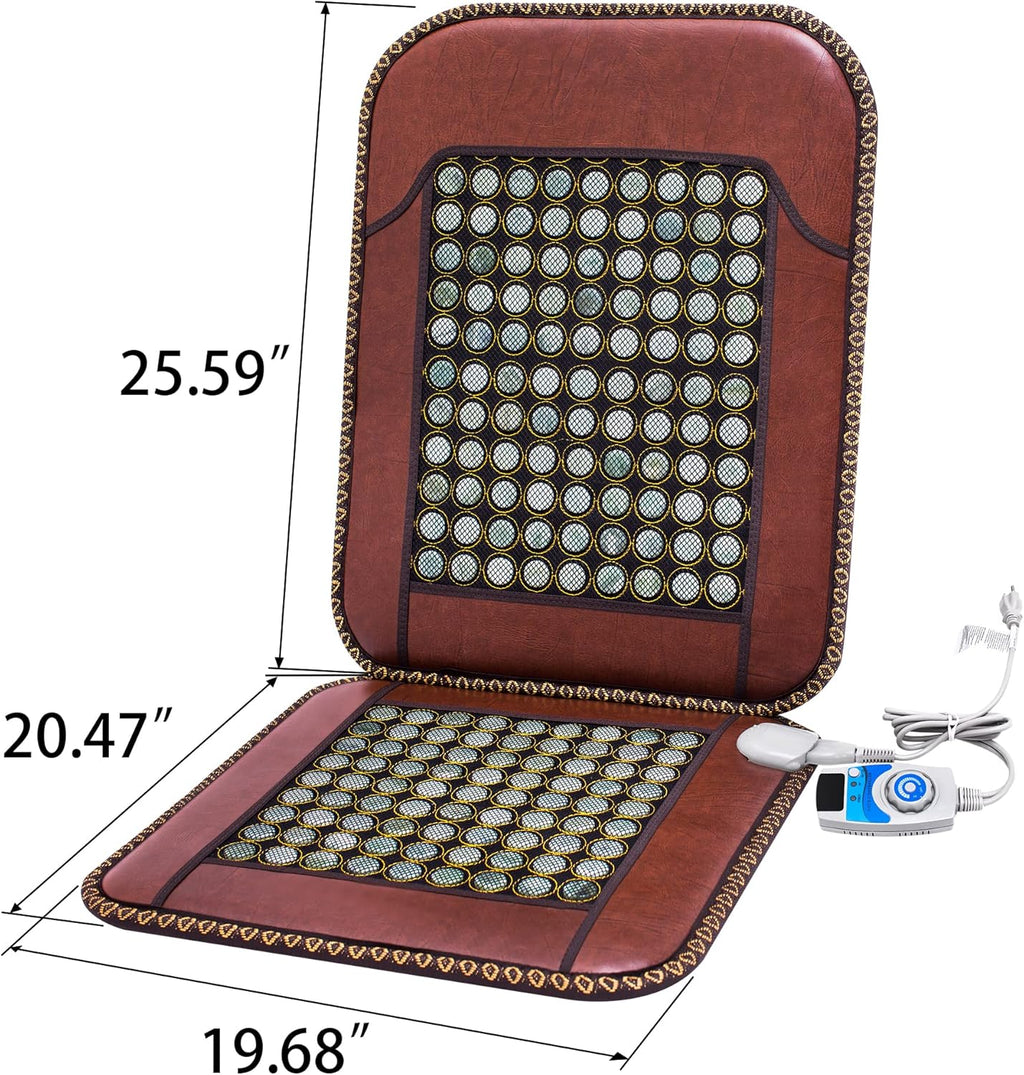 Infrared Heating Pad, Far Infrared Natural Jade Heating Pad, Auto Shut Off, Adjustable Temperature, Gifts for Women/Men/Dad/Mom (Brown, jadeseatback)