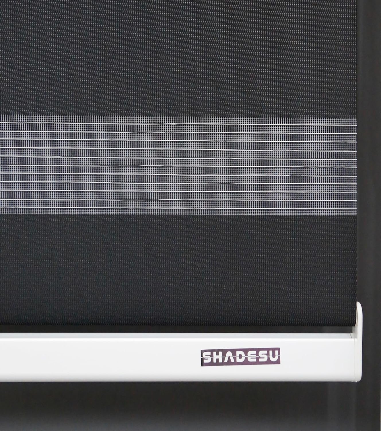 Shadesu Custom Size Zebra Blinds for Windows, 74" W x 72 H, Black, Dual Layer Free-Stop Zebra Shades, Light Control for Day and Night, Sheer Blinds for Indoor Windows, Bedroom, Kitchen