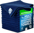 MW Pro Multi-Surface Microfiber Towel – 12 Pack | Premium Cleaning Cloth | Clean, Buff, Dust, Polish, Absorb | Large 16"x16" (Dark Blue)