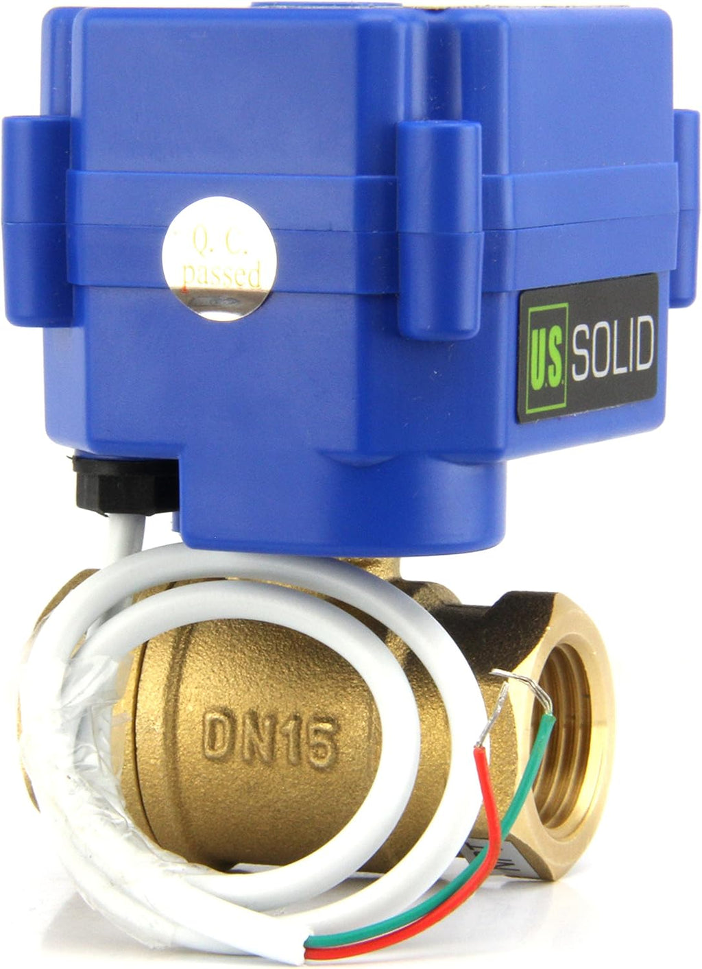 U.S. Solid Motorized Ball Valve- 3/4" Brass Ball Valve with Standard Port, 9-24V AC/DC and 2 Wire Auto Return Setup