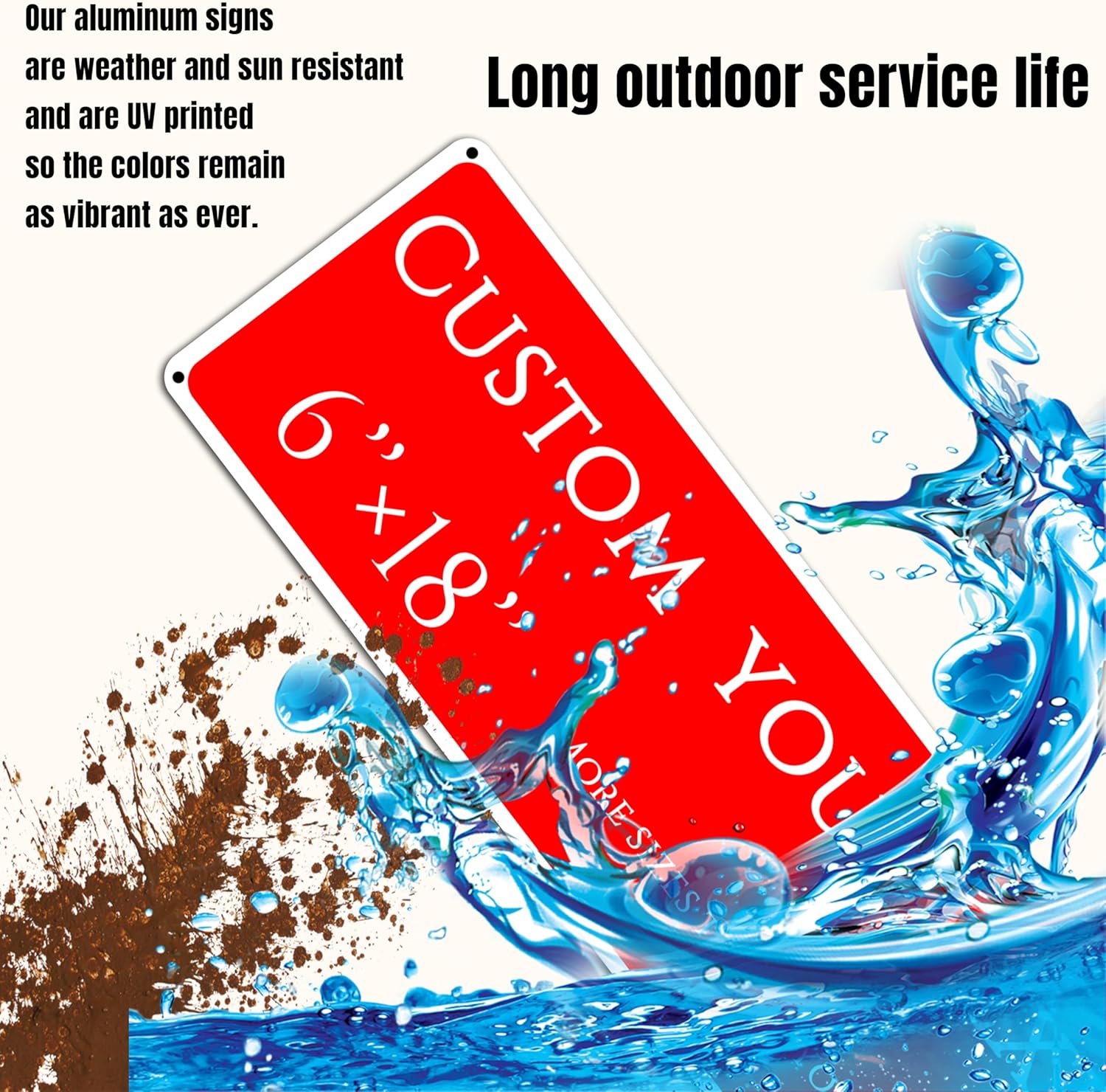 Custom Sign, street signs customized，Aluminum Weatherproof Metal Sign Multiple Sizes, Customize forSports field Business, Workplace, office, Home, Delivery Signs(6 * 18 Inch)