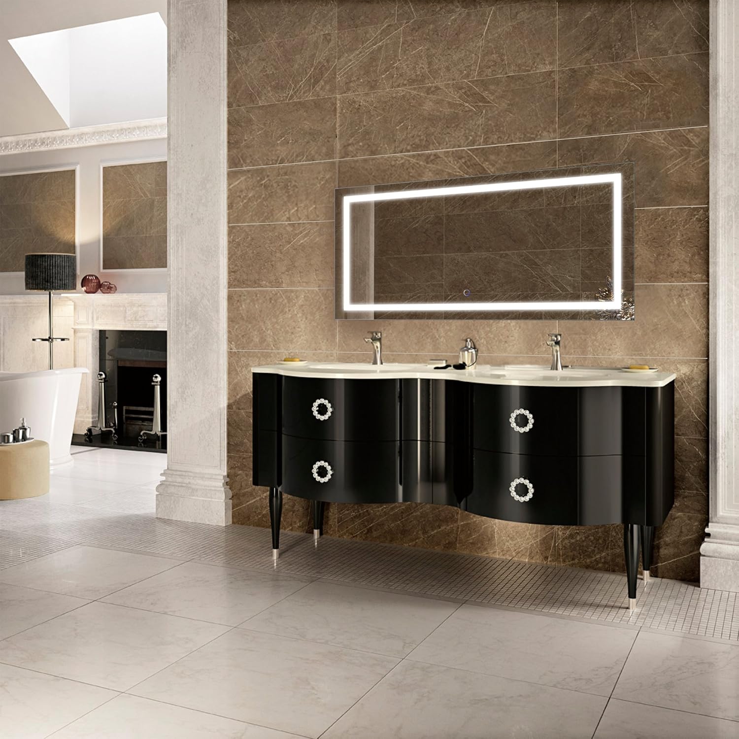 Krugg | Large 48 Inch X 24 Inch LED Bathroom Mirror | Lighted Vanity Mirror Includes Dimmer & Defogger | Wall Mount Vertical or Horizontal Installation