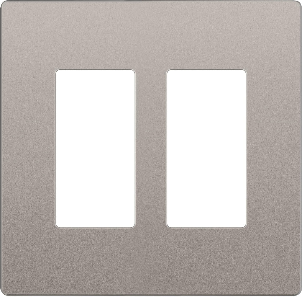 LIDER Matte Finish Decorator Switch Cover, Screwless Wall Plate, Mid-Size 2-Gang 4.88" x 4.92", Unbreakable Polycarbonate Thermoplastic, UL Listed, LSWP-32M-NK, Nickel