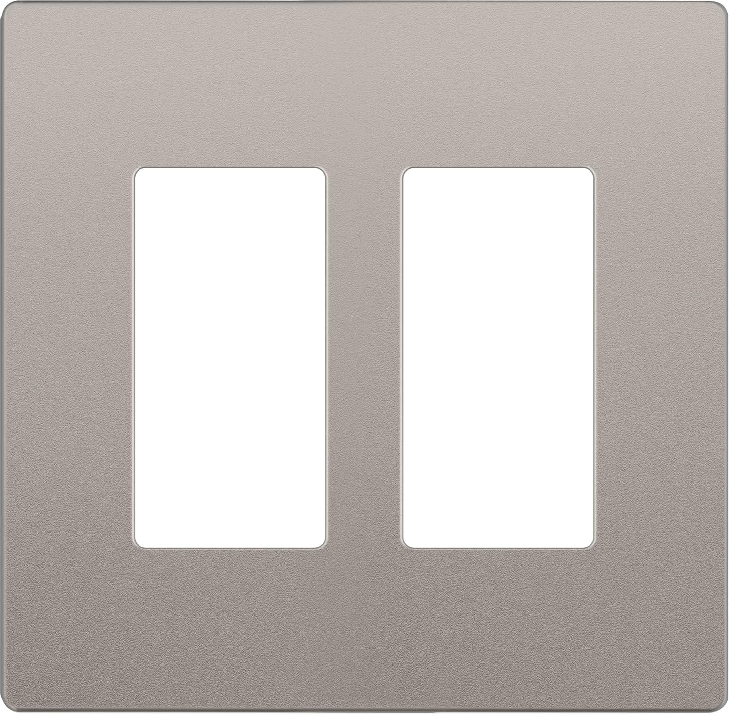 LIDER Matte Finish Decorator Switch Cover, Screwless Wall Plate, Mid-Size 2-Gang 4.88" x 4.92", Unbreakable Polycarbonate Thermoplastic, UL Listed, LSWP-32M-NK, Nickel