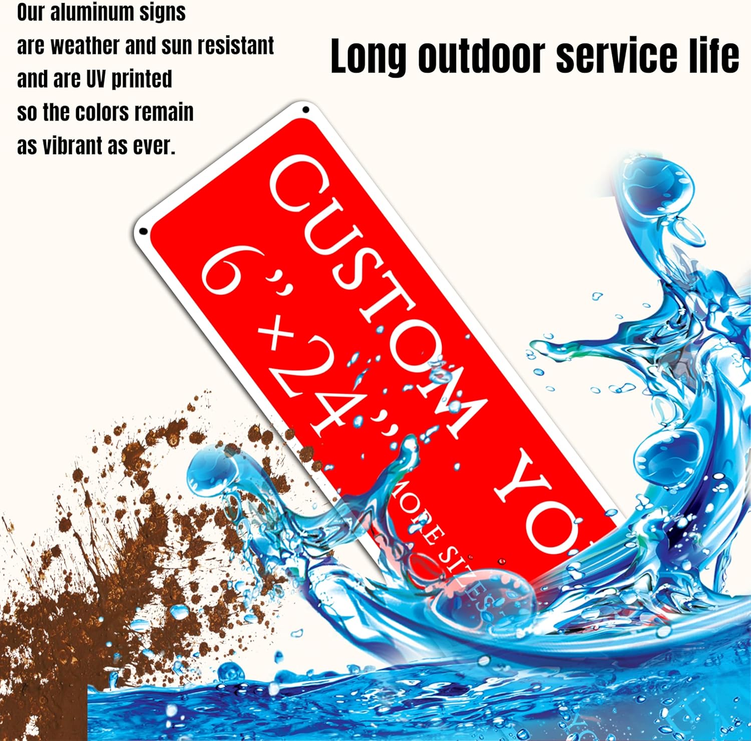custom street sign,Create Your Own Sign,reflective,double-sided,Aluminum Weatherproof Metal Sign Multiple Sizes, Customize for Office, Business, Workplace, office, Home, Delivery Signs(6 * 24 Inch)