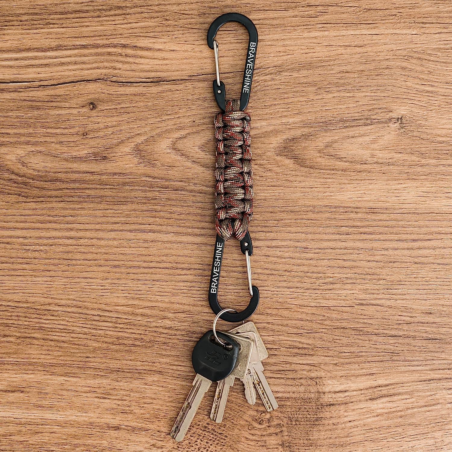 BRAVESHINE Paracord Keychain Carabiner Clip, D Ring Lanyard Hanger Stroller Hook for Water Bottle, Key, Backpacks, Men, Women