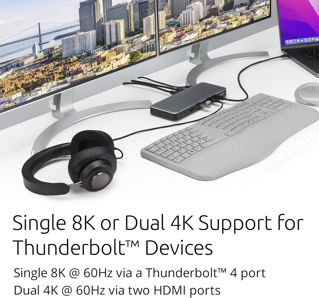 Kensington SD5768T EQ Thunderbolt 4 Docking Station, Dual 4K@60Hz via HDMI/TB4 Ports, 96W Charging, SD/Micro SD Card Slots, Ethernet, Audio, Supports Thunderbolt Share (K35381NA)