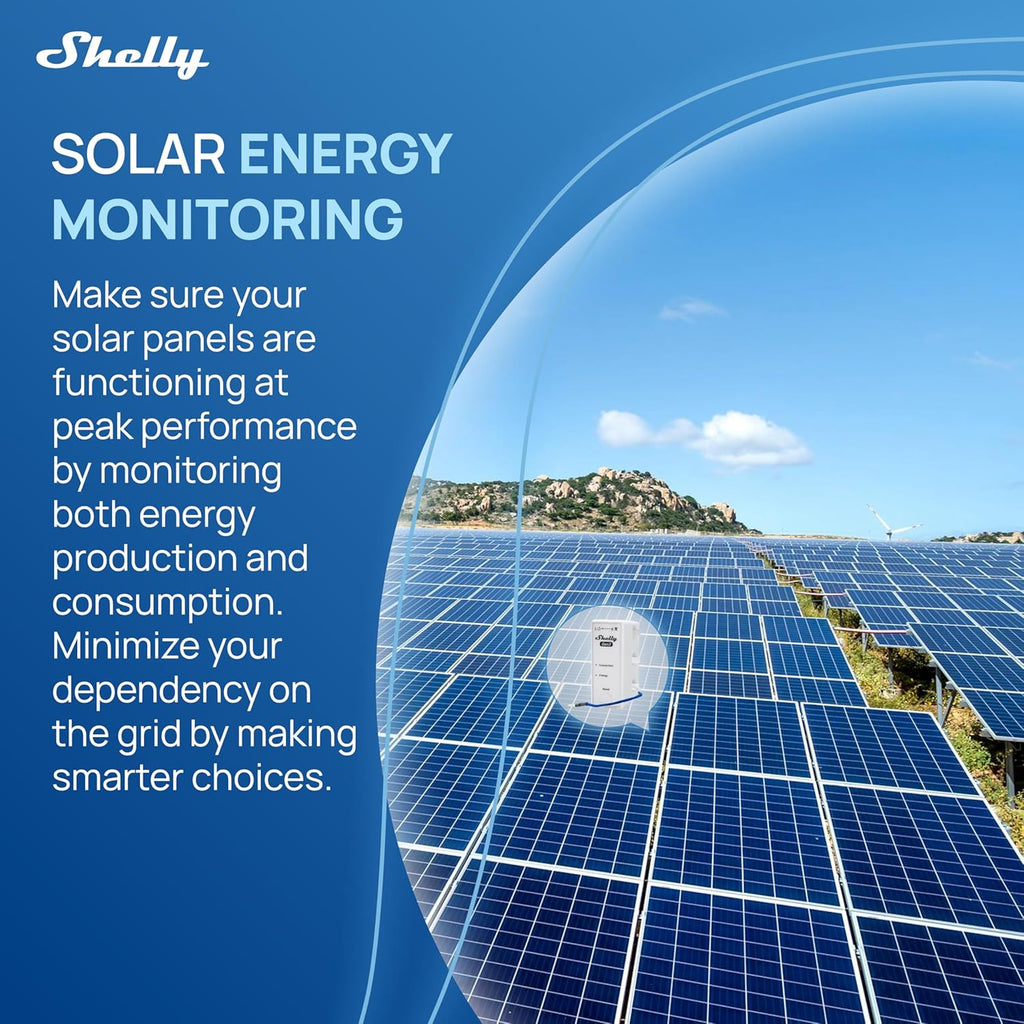 Shelly 3EM-63T Gen3 | Wi-Fi Operated Smart 3-Phase Energy Meter | Home Automation | Compatible with Alexa & Google Home | iOS Android App | No Hub Required | Data Logging | Solar Photovoltaic Ready