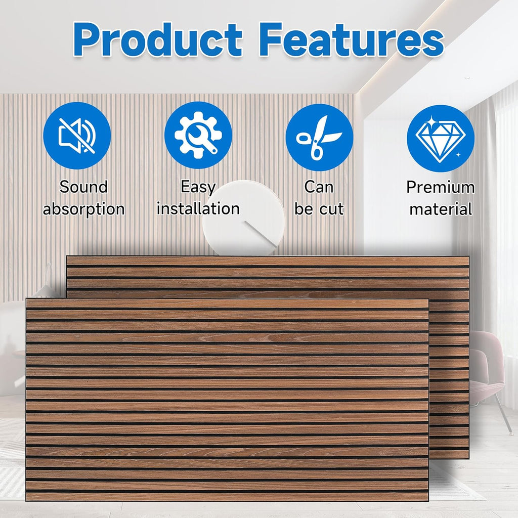 5 Pack Large Acoustic Wall Panels 47.2 x 23.6 x 0.4 Inch Sound Proof Sound Absorbing Polyester Fiber Panels Self-Adhesive Decorative Acoustic Panels for Home Studio, Office, Recording