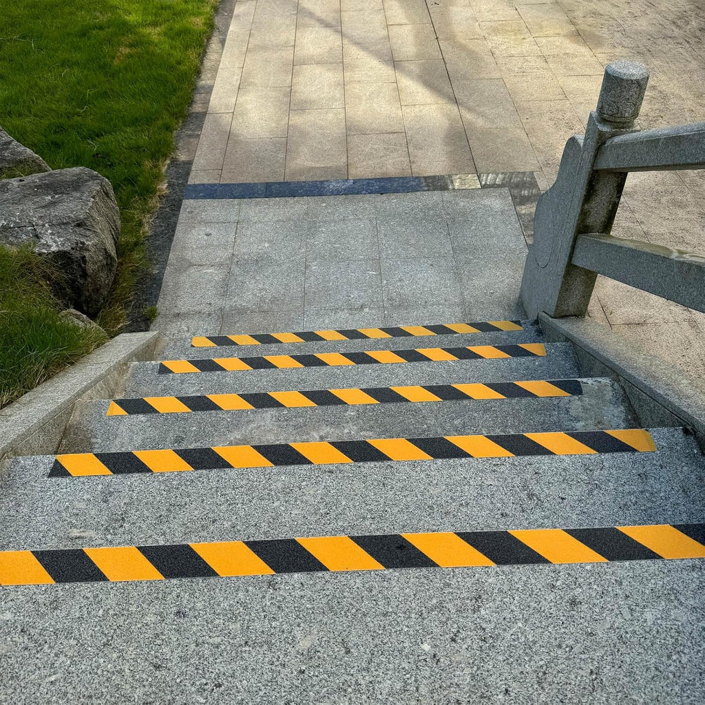 Anti Slip Tape 4" x 16.4 Ft Black and Yellow Heavy Duty Waterproof Grip Tape, High Traction Non-Skid Adhesive Roll for Stair Steps, Wood, Concrete Floors, Staircases, Outdoor/Indoor Use