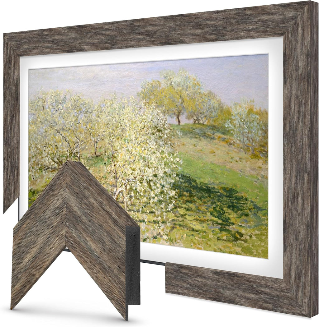 Distressed Barnwood 55" Premiere Deco TV Frame - Compatible ONLY with Samsung The Frame TVs (Fits 2021-2025, LS03A, LS03B, LS03C, LS03D, LS03FA)