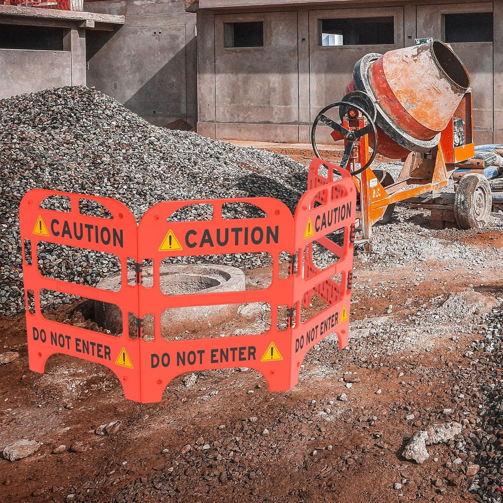 Collapsible Safety Barrier with Reflective Strips - Portable Foldable Caution Barricade for Construction Zones, Crowd Control & Traffic Safety, High Visibility Durable Barrier, Weatherproof Hazard Warning Fence