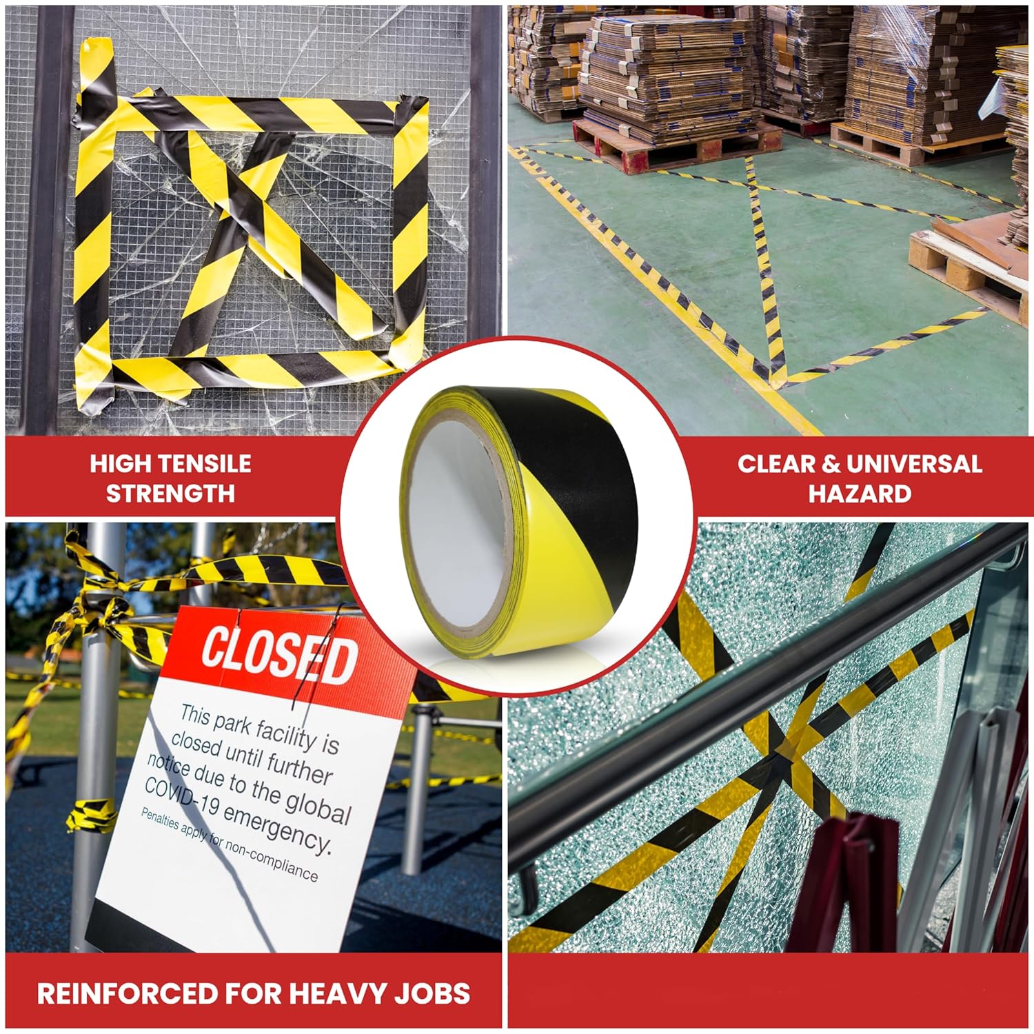 GGR Supplies SST-618C Black & Yellow Hazard Warning Safety Stripe Tape: 2" in. Wide x 18 yds.