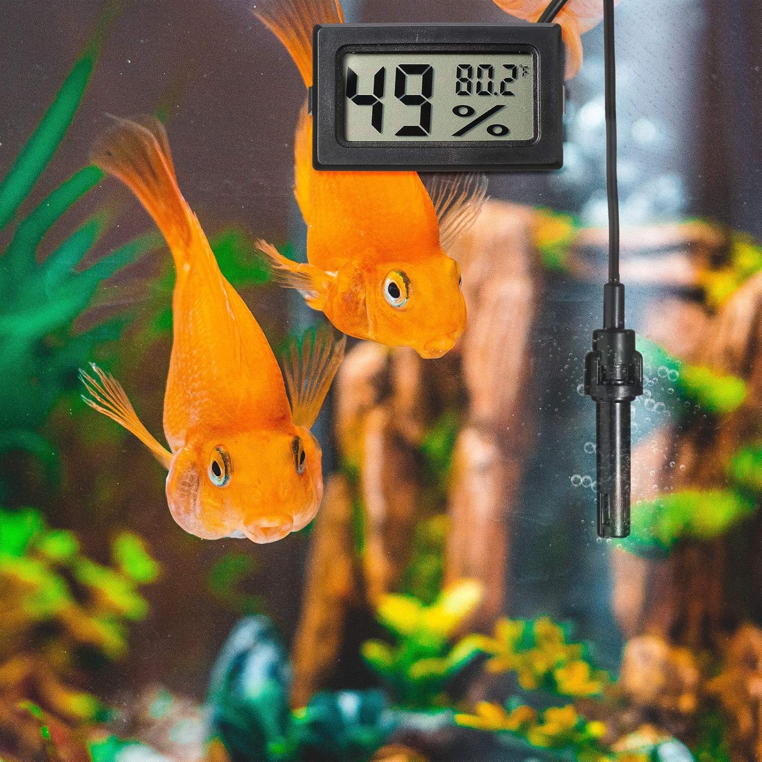 Weewooday Mini Digital Temperature Humidity Meters Gauge with Probe Gauge LCD Fahrenheit Display Thermometer Hygrometer for Incubator Reptile Plant Greenhouse Chicken Coop Garden(Black, 24 Pieces)