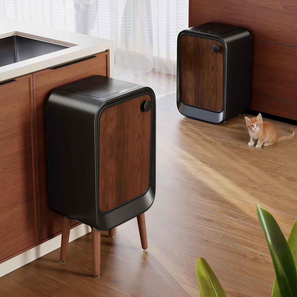 Automatic Motion Sensor Trash Can, Hands-Free Touchless Kitchen Bin with Smart Lid, Electric Bathroom Wastebasket for Office Home, Odor-Control Auto Close Garbage Container