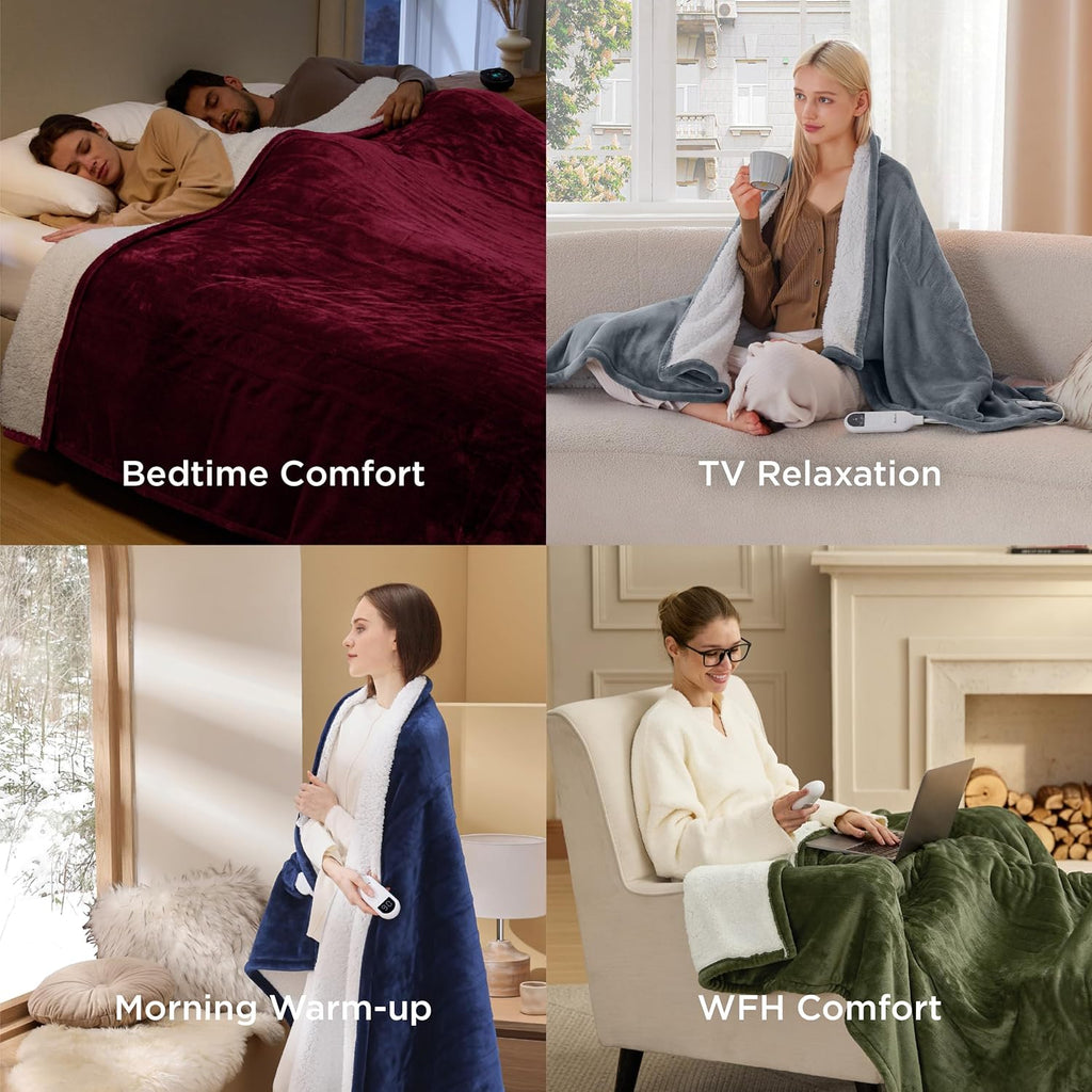 Bedsure Electric Blanket Twin - Soft Flannel Heated Blanket, Fast Heating with 10 Time Settings & 6 Heat Settings, Warm Gift for Grandma (62x84 inches, Cream)