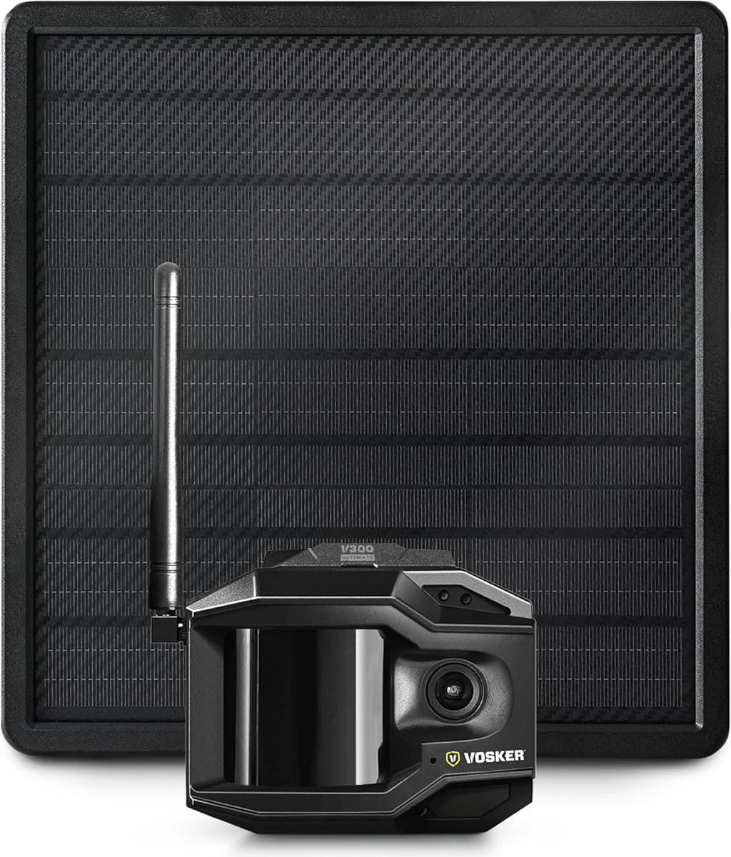 Vosker V300 Ultimate 4G-LTE Autonomous Outdoor Security Camera with External Solar Panel | High-Capacity 15,000 mAh External Solar Power Bank | SIM Cards Included | No WiFi Needed | Live Streaming