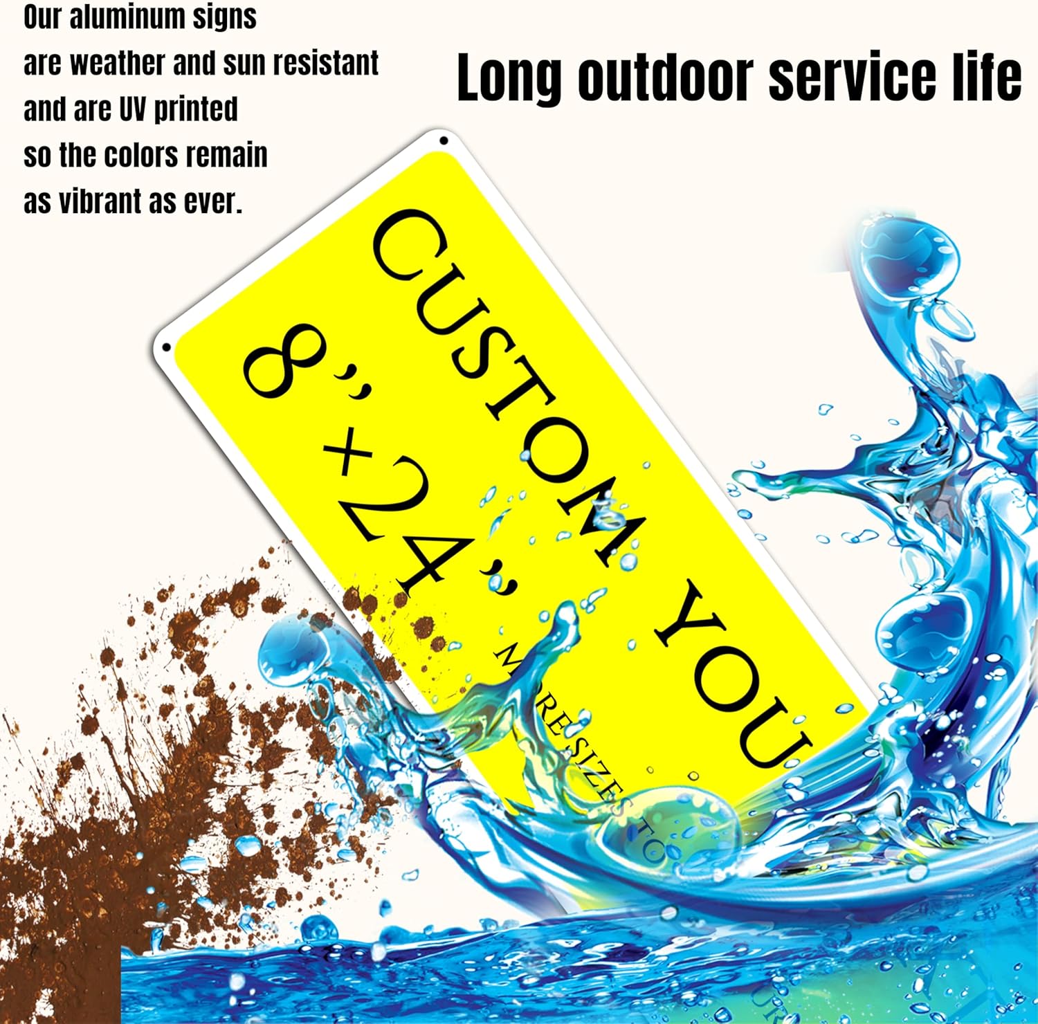 Custom Sign, Custom Indoor/Outdoor Decorative Sign，large,Aluminum Weatherproof Metal Sign Multiple Sizes, Customize for Office, Business, Workplace, office, Home, Delivery Signs(8 * 24 Inch)