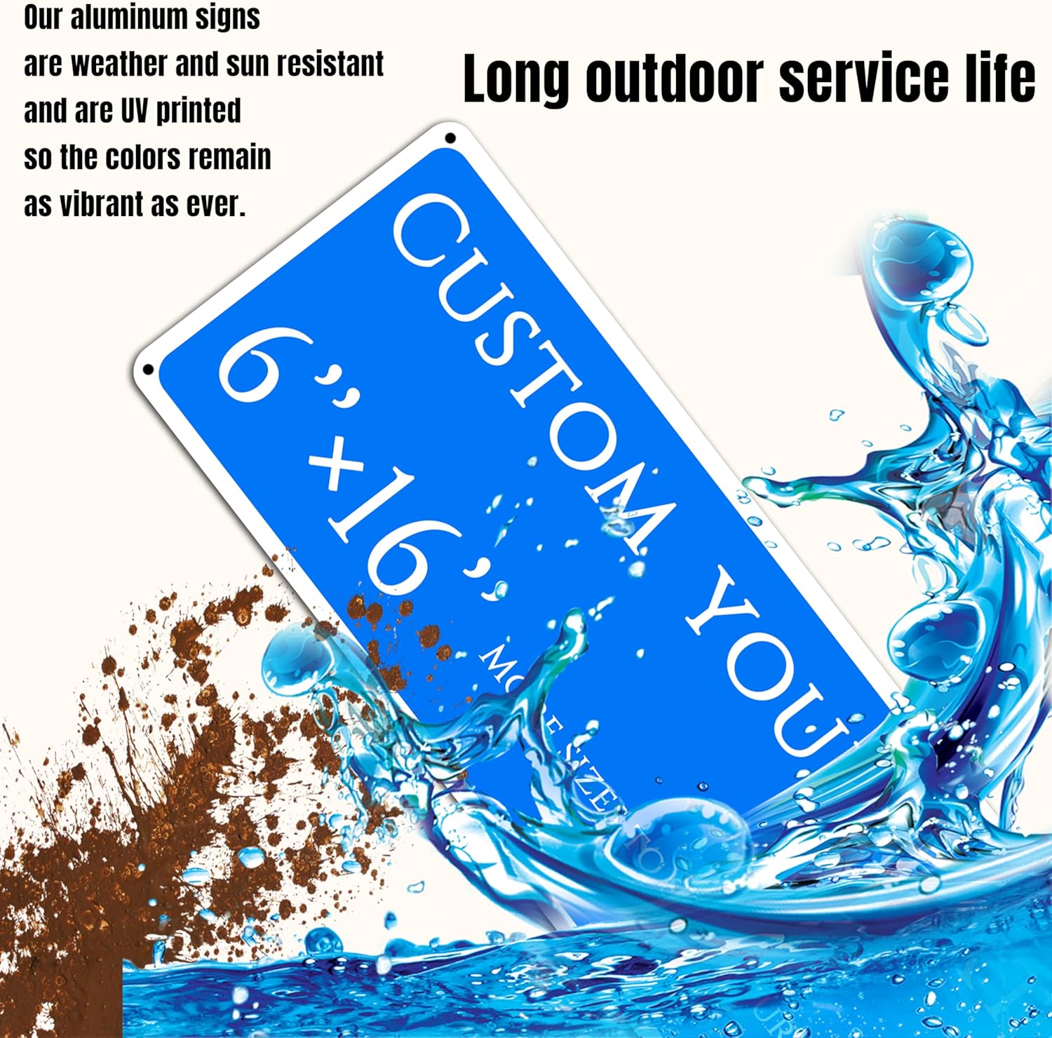 custom street sign,Custom Sign, Double-sided，Aluminum Weatherproof Metal Sign Multiple Sizes, Customize for outdoor, Business, Workplace, office, Home, Delivery Signs(6 * 16 Inch)