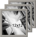KTKDE 12x12 Picture Frame Set of 3, Grey Wooden frames- Wall Hanging Display- Best Square Photo Frame Studio Gallery for Photos- Posters & Art Prints
