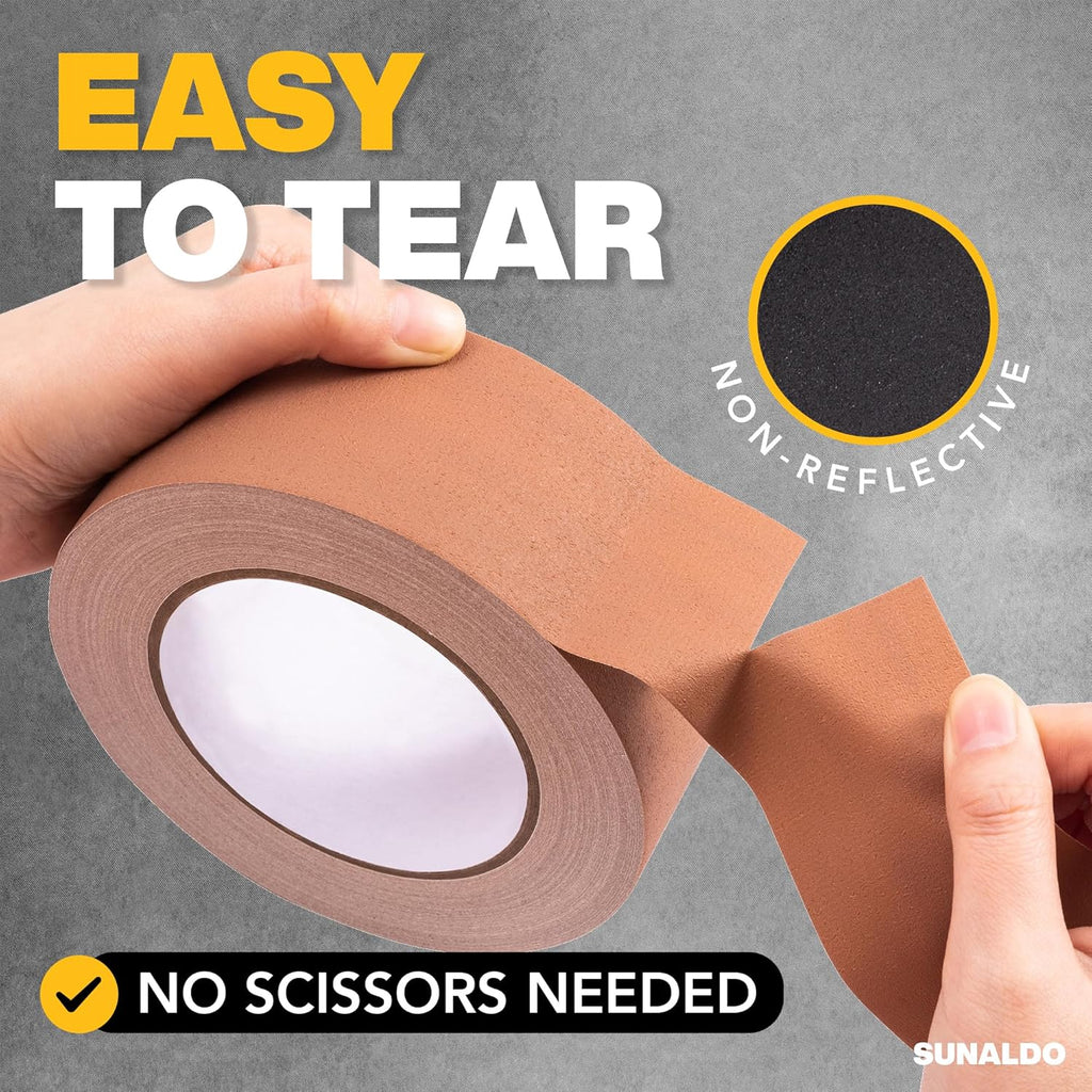 Gaffers Tape, Strong Hold, Easy to Rip, Residue-Free Professional Grade Floor Tape for Electrical Cords, Matte Finish Non Reflective, Weather Resistant (1 Pack, Brown, 2" x 30 Yards)