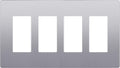 LIDER Matte Finish Decorator Switch Cover, Screwless Wall Plate, Mid-Size 4-Gang 4.88" x 8.58", Unbreakable Polycarbonate Thermoplastic, UL Listed, LSWP-34M-SV, Silver