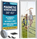 Flux Phenom Magnetic Screen Door Mesh 38x82 Inch – Easy Install, Strong Magnet Strength, Self-Sealing Mesh, Pet Tested, Hands-Free Entry, Door Screen Magnetic Closure, Keeps Bugs Out - White