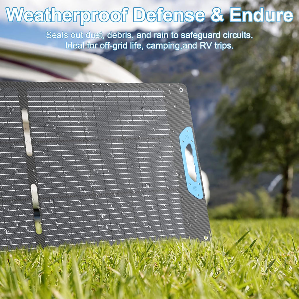 220W Portable Solar Panel for Power Station, 23.5% High Efficiency ETFE Foldable Solar Panels Charger, QC3.0 USB-A &Type-C Output,IP67 Waterproof for RV, Outdoor Camping, Off Grid Blackouts